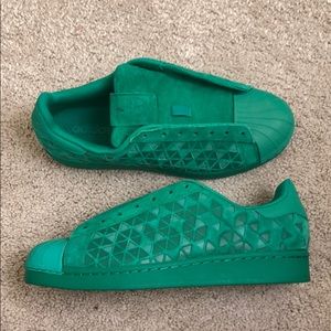 Green Adidas diamond lace ups, size 8